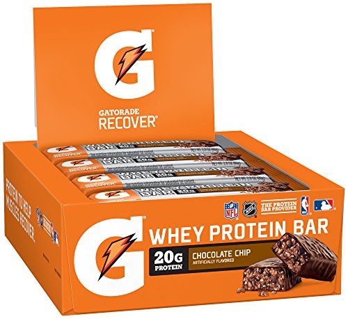 Gatorade Whey Protein Recover Bars, Chocolate Chip, 2.8 ounce bars (12 Count)